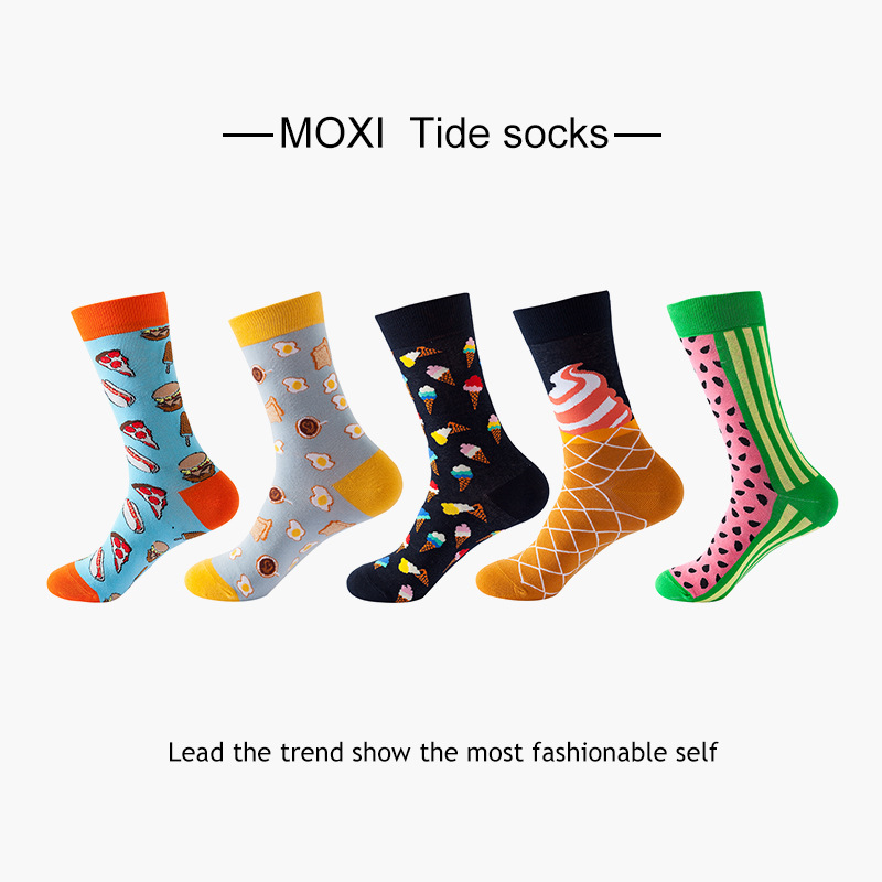 5 pares de calcetines de comercio exterior europeos y americanos calcetines de otoño e invierno para hombres calcetines de media pantorrilla ins par calcetines de moda calcetines de baloncesto de las mujeres al por mayor transfronteriza