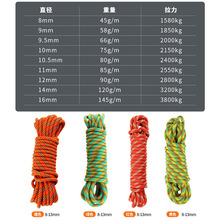 加工定制攀登绳 高空作业防坠落 消防逃生绳尼龙绳安全绳