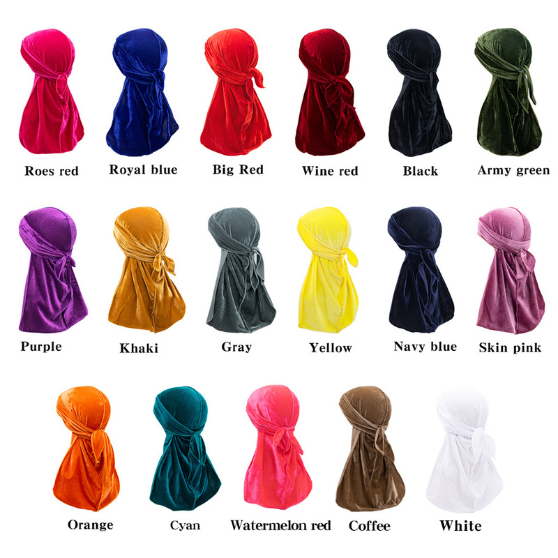 Amazon Hot Sale Gold velvet Long Tail Braid Pirate Hat Baotou Hat Header Hat velvet durag