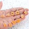 Fashionable earrings, realistic resin, bread, bright catchy style