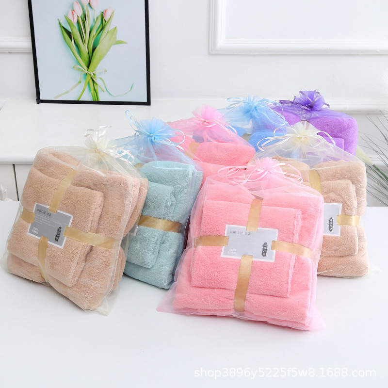 Coral fleece towel bath towel set thickened absorbent gift towel bath towel two-piece set soft and skin-friendly manufacturer