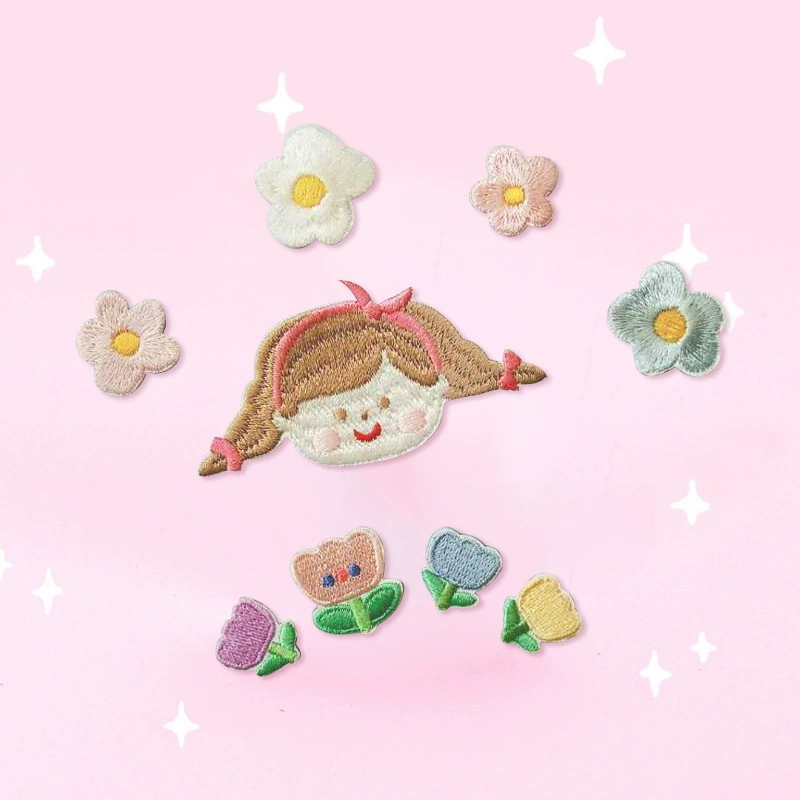 Вид милой мультяшной девушки Алисы тканевая сумка DIY нашивка для одежды Цветочная вышивка аксессуары для одежды