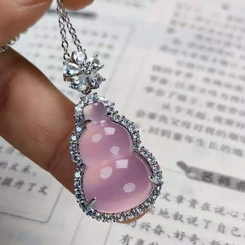 Chalcedony gourd wholesale s925 silver inlaid gourd pendant chalcedony jade pendant live supply wholesale