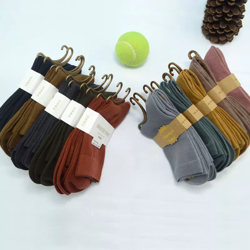 包邮春秋季棉袜百搭商务袜男女中筒袜棉质袜子纯色双针袜一件代发