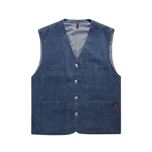 Men's Spring and Autumn New Denim Vest, Middle-aged and Elderly, Thin and Loose Casual Sports Cotton Jacket, Unisex Formal Men's Jacket
