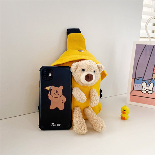 Children's Bags  Winter New Crossbody Bag Cute Bear Chest Bag Korean Style Mini Canvas Bag Trendy for Boys and Girls