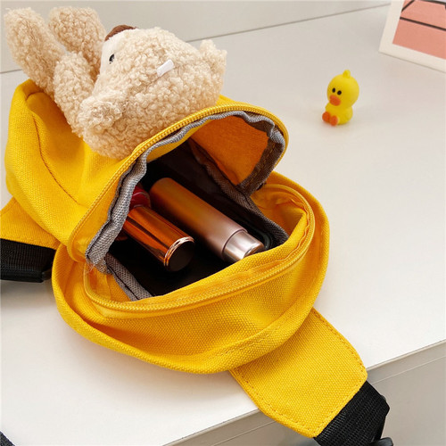 Children's Bags  Winter New Crossbody Bag Cute Bear Chest Bag Korean Style Mini Canvas Bag Trendy for Boys and Girls