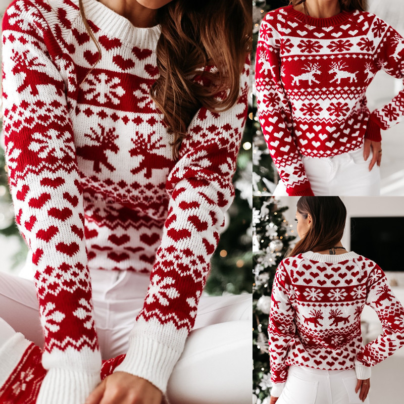 2025 Autumn/Winter European and American New Knitted Sweater for Women Christmas Elk Long Sleeve Knitted Women's Clothing Factory Direct Sale 2025 Autumn/Winter European and American New Knitted Sweater for Women Christmas Elk Long Sleeve Knitted Women's Clothing Factory Direct Sale