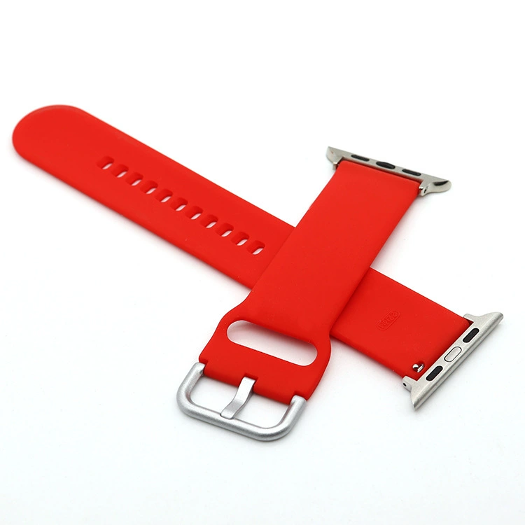 Совместимо с iWATCH8/7/6/5/9 поколения SE второго поколения — ремень Series силиконовый серебристая пряжка универсальный