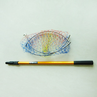 Copy net 2 meters aluminum alloy color fish copy net dense eye three-section copy net retractable positioning copy net head fish net pocket