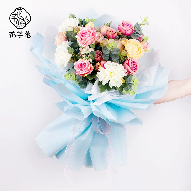 Цветочная упаковка однотонная матовая бумага оптом полупрозрачная водостойкая Корейская простая бумага цветочный магазин упаковочный материал для букетов матовая бумага