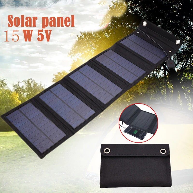 15W Foldable USB Solar Panel Portable Solar Panel Outdoor Charging Mobile Power Charger