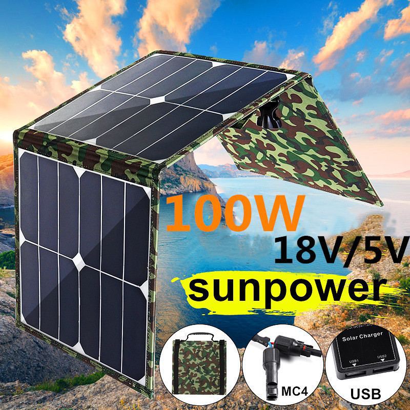 Cross-border solar panel sunpower100W folding bag mobile power charging treasure outdoor photovoltaic group