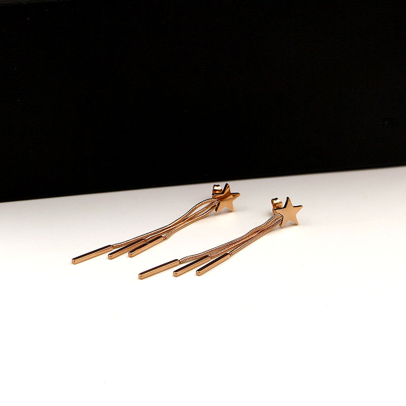 Pendientes E5-202c estilo coreano, estrella de cinco puntas, tres círculos, cadena de serpiente, borla cuadrada, pendientes de moda para mujer