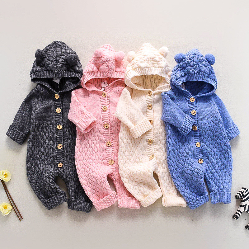 Baby Knitted Romper Spring and Autumn Newborn Clothing Unisex Baby Knit Sweater Cute Warm Crawling Suit 03