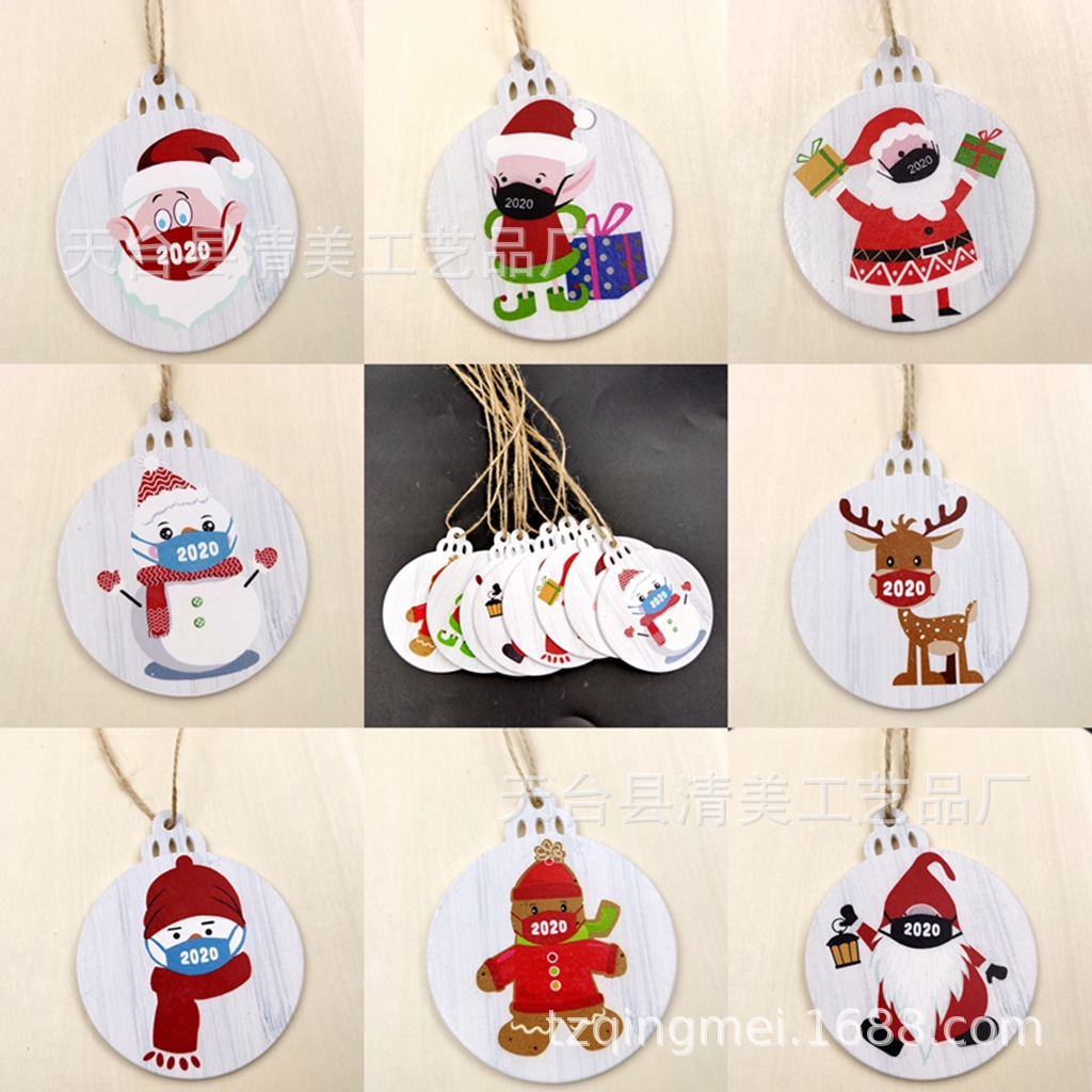 Máscara de bendición de bricolaje de madera Muñeco de nieve colgante de decoración navideña linterna creativa artesanía decoración pieza de madera