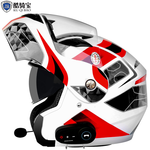 Cool Ride Bike Bluetooth Helmet with Dual-Lens Removable Visor, Bike Helmet with FM and High Capacity 1200mAh
