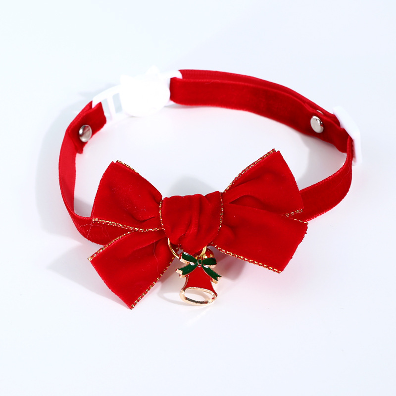 Fiesta de terciopelo ajustable collar de mascota gato perro conejo collar de seguridad collar corbata perro campana decoración gatito