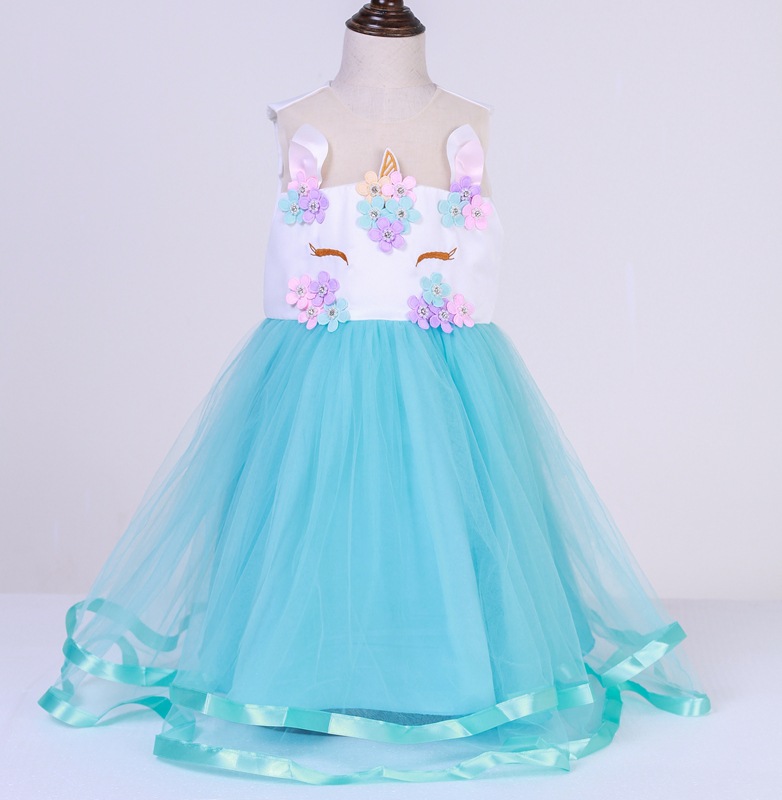 Navidad ropa para niños suministro transfronterizo nuevo vestido de las niñas vestido de vacaciones Unicornio ropa para niños vestido de los niños