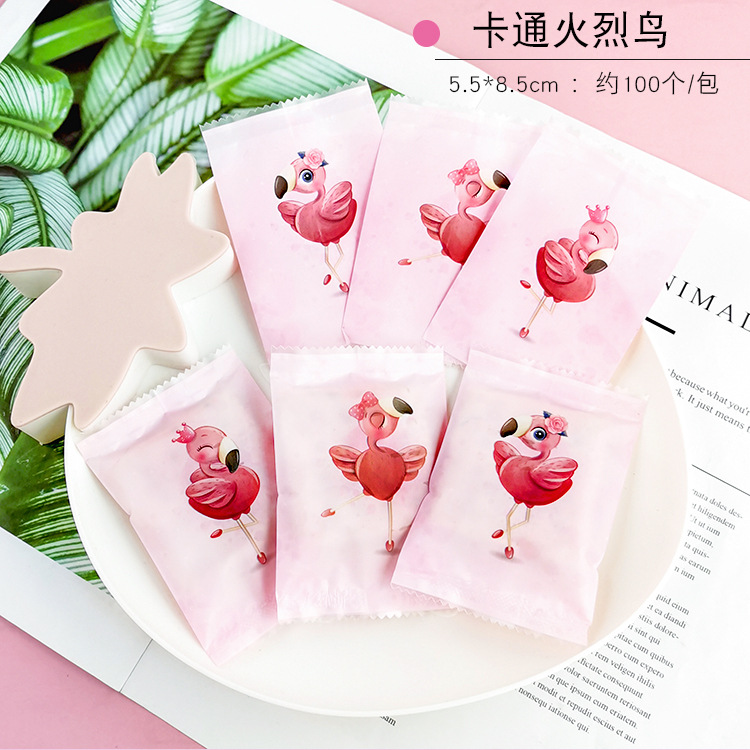 Bolsa sellada a máquina; dibujos animados flamenco 5.5*8.5; material compuesto