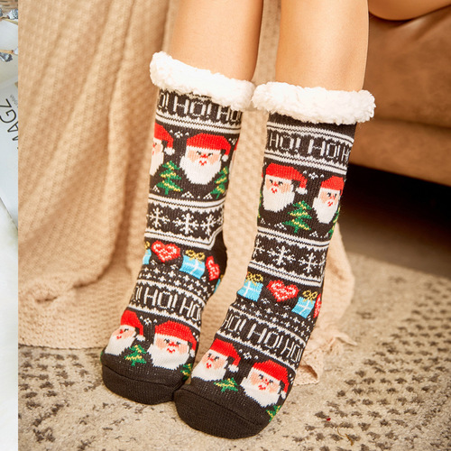 Christmas socks, home carpet floor socks, adult snow socks, women's leg covers, confinement coral velvet sleep socks, slippers socks