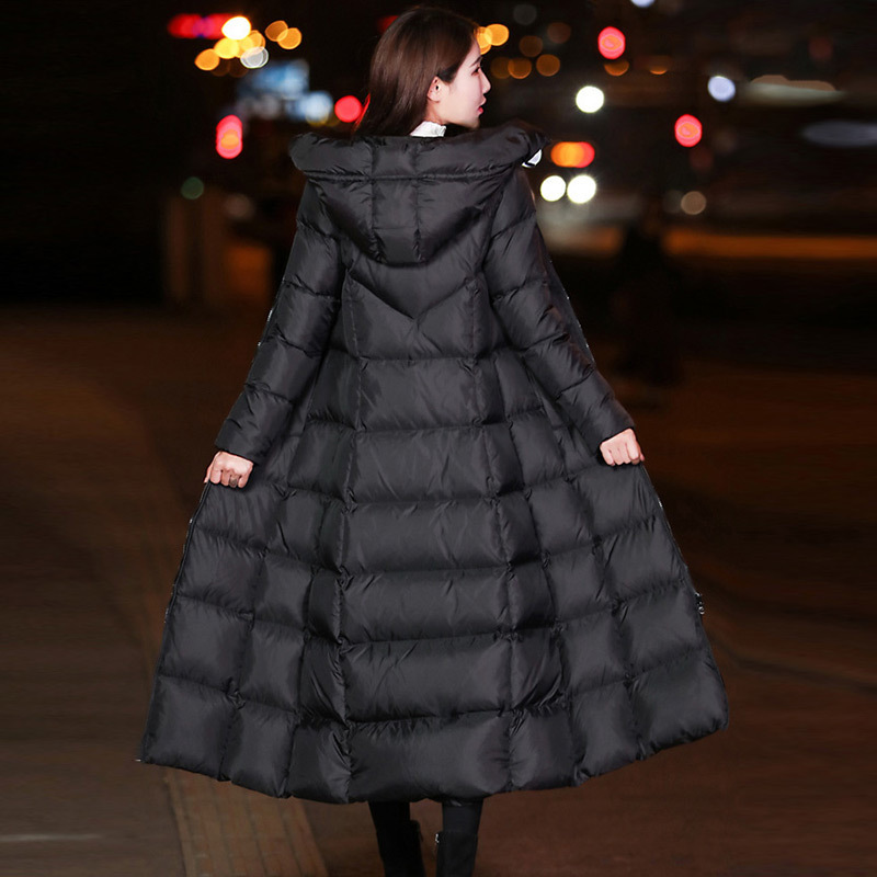 Black down Jacket for Women, Winter 2025 New Style, Long Over-The-Knee to Ankle Length, Lightweight, Warm and Trendy