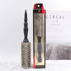 Manufacturer hair salon hair roller comb curly hair comb pure pig bristle heated aluminum pass anti-static hair salon comb roller comb