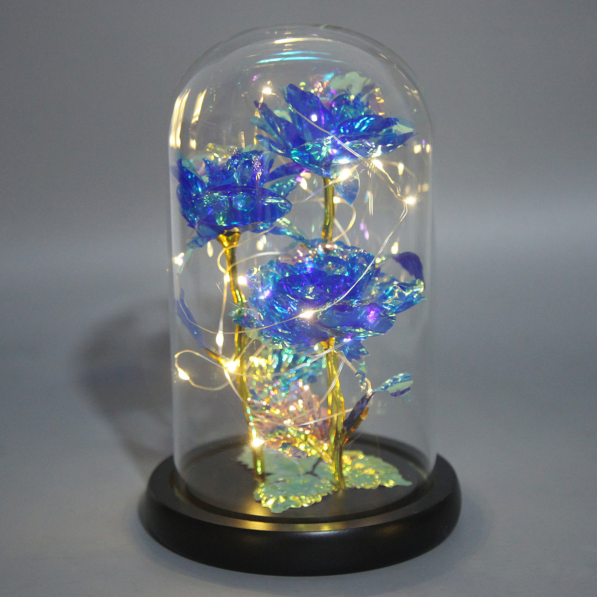 Productos de la fábrica 24K3 cabeza color hoja oro flor cubierta cristal Rosa Luz LED regalo del Día San Valentín decoración en stock al por mayor