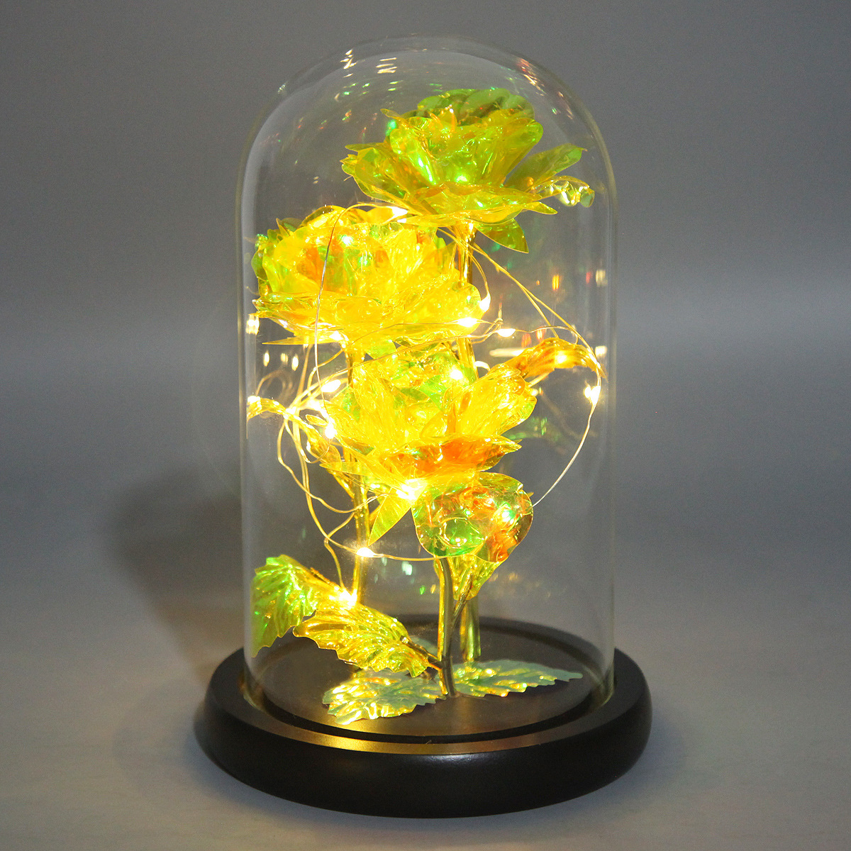 Productos de la fábrica 24K3 cabeza color hoja oro flor cubierta cristal Rosa Luz LED regalo del Día San Valentín decoración en stock al por mayor