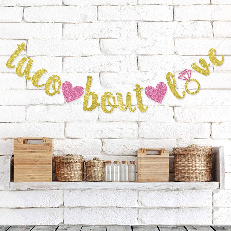 Fiesta de la boda taco Bout amor tire bandera cadena bandera amor decoración brillo tire Flor al por mayor