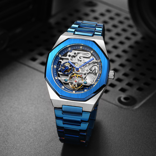 Drop shipping FORSINING men's fully automatic mechanical watch with luminous three eyes and six hands day steel band mechanical watch