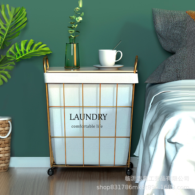 Directo de fábrica ropa sucia canasta de almacenamiento canasta de ropa sucia canasta de ropa de hierro tela de lino de algodón cubo de almacenamiento canasta de ropa sucia