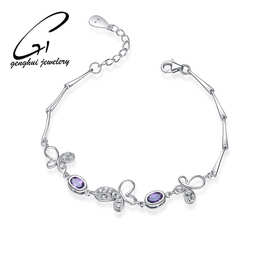 925纯银饰品批发 蝴蝶水晶手链 新品韩版时尚饰品 情侣礼物厂家