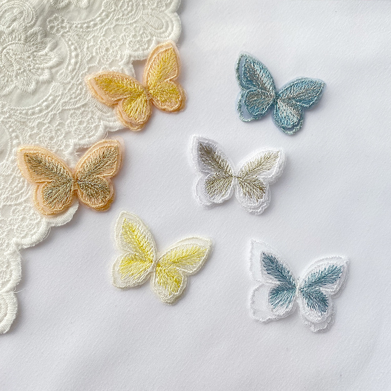 厂家供应双层小蝴蝶仙女 流苏刘海夹网纱装饰少女侧边夹发饰辅料