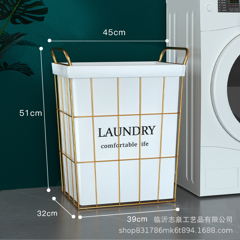 Directo de fábrica ropa sucia canasta de almacenamiento canasta de ropa sucia canasta de ropa de hierro tela de lino de algodón cubo de almacenamiento canasta de ropa sucia