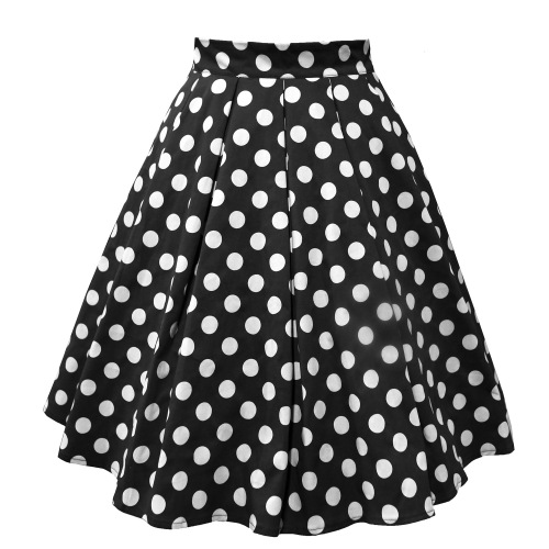 Amazon AliExpress Swan Print A-line Pleated Skirt with Cotton, European and American Factory Wholesale Shipping, High-Waisted Bohemian