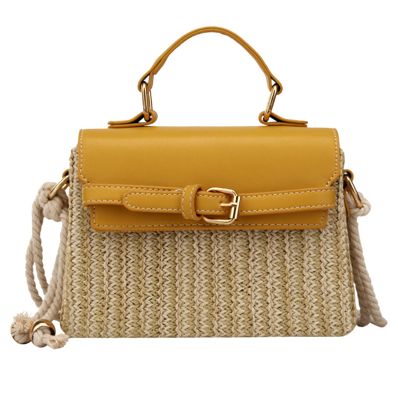 Rattan Woven Small Square Bag One Shoulder Beach Summer Handbag_voghion.com