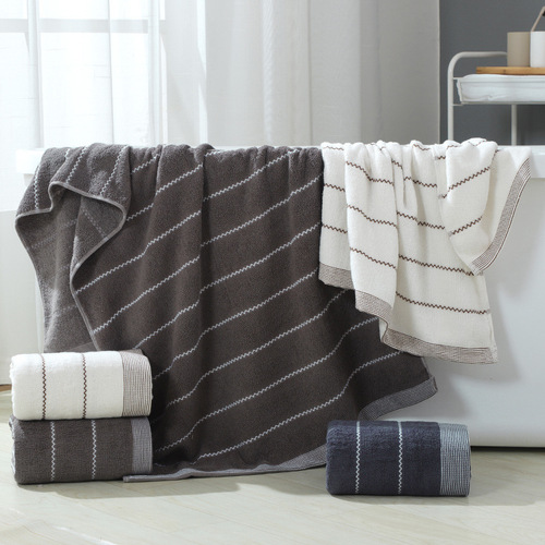 Pure Cotton Adult Bath Towel and Bath Sheet, Large and Thick, Suitable for Men and Women, Couple's Shower Towel, Soft and Absorbent, with Embroidered Logo