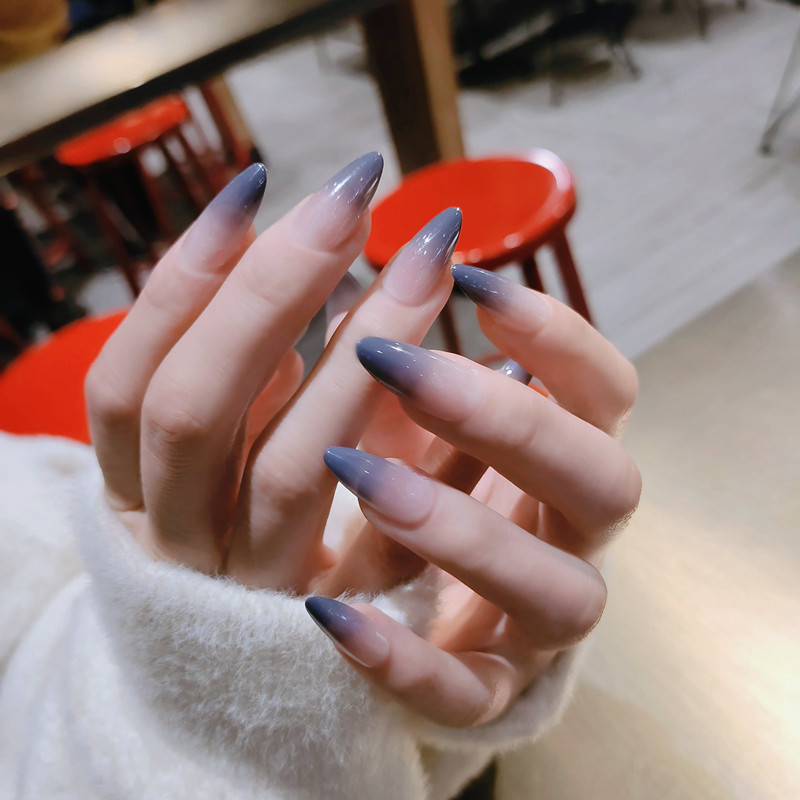 JB gradiente desgaste manicura acabado falso parche de uñas manicura uñas pegatinas largo moda gradiente estilo europeo y americano fabricantes