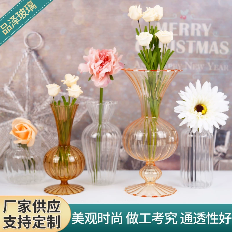 Творческая стеклянная ваза в европейском стиле прозрачная цветная ваза стеклянная ваза с цветком лилии украшения вазы для сухих цветов