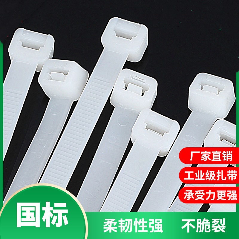 自锁式尼龙扎带外贸黑白色塑料扎带捆线带耐寒抗老化束线带捆扎带