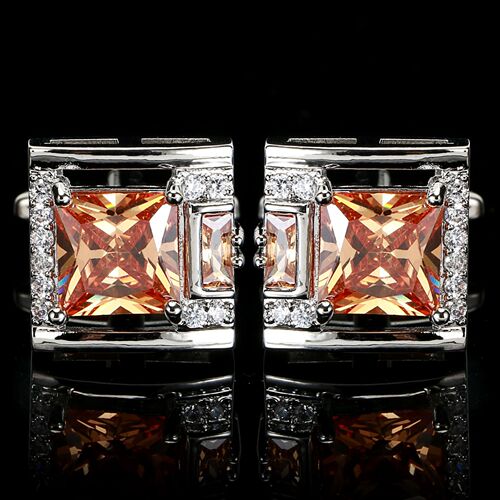Tough square diamond men's cufflinks light luxury French shirt suit cuff buttons black gemstone cufflinks gift