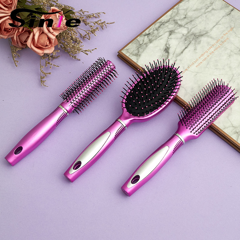 Rosa roja cojín de aire peine mujer traje de plástico bolsa de aire peine rizador de pelo peine cabeza del cuero cabelludo costilla masaje peine