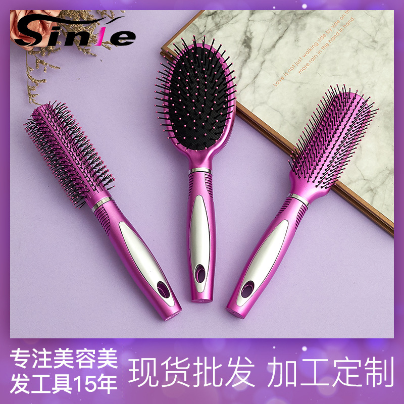 Rosa roja cojín de aire peine mujer traje de plástico bolsa de aire peine rizador de pelo peine cabeza del cuero cabelludo costilla masaje peine