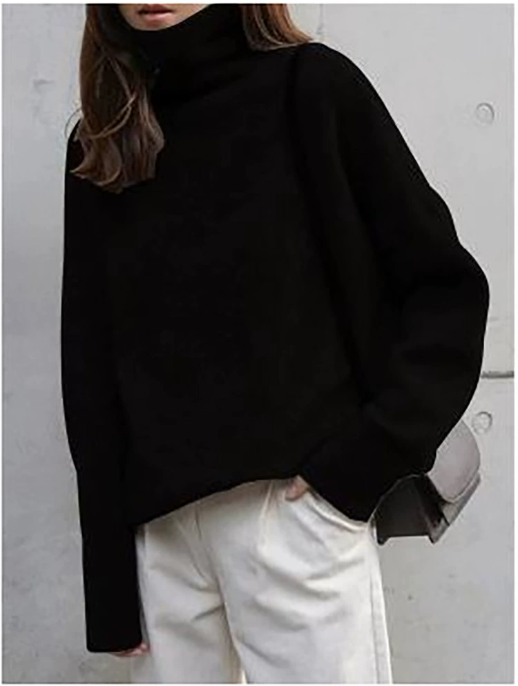 Уровесочный свитер из шерстяной пряжи oversize, европейский стиль, тёплый уютный плюс‑размер (S–XL, несколько цветов)