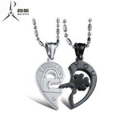 厂价混批 饰品批发Pendants 心心连连 黑白拼图情侣项链RYS239