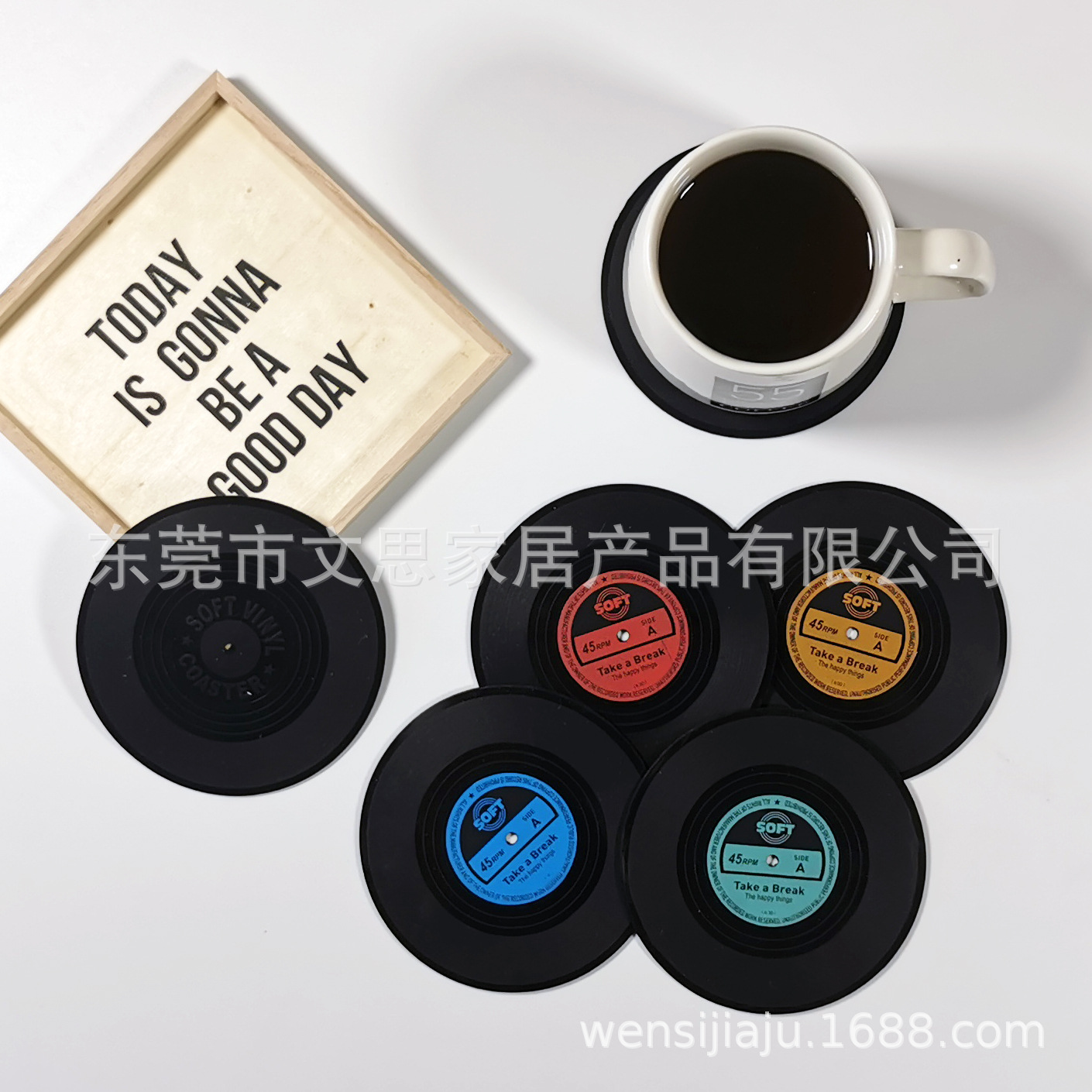 Cojín de disco de vinilo retro Cojín de plato de pastel de dim sum de tamaño mediano, aislamiento térmico, antideslizante, fabricante de posavasos de café y té nfc