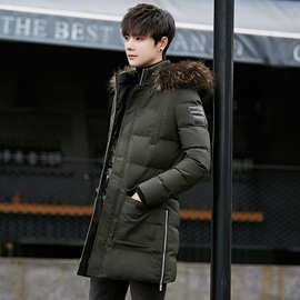 冬季男士中长款棉衣加厚新款连帽棉袄男时尚韩版修身青年男装外套