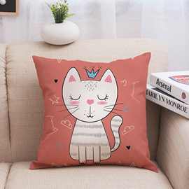 卡通动漫喵星人可爱猫咪沙发抱枕套 床头靠垫亚麻沙发汽车靠垫套