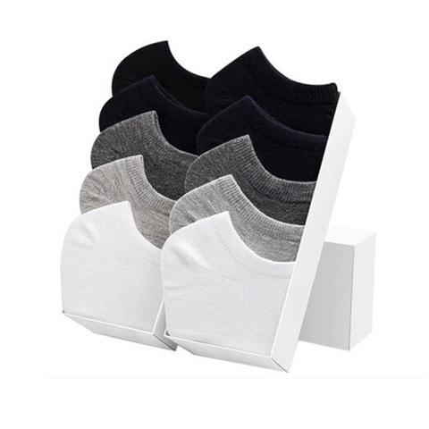 Black and white gray socks men's socks summer, autumn and winter four seasons solid color men's short boat socks invisible socks disposable socks